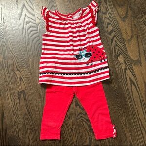 Nanette Girls Red Ladybug Set Leggings and T-Shirt Size 4